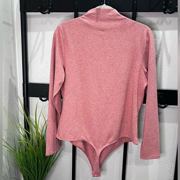 Express mock neck cut out long sleeve body suit mauve thong size XL - Picture 3 of 14